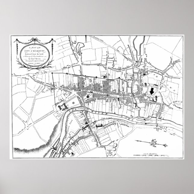 Vintage Map of Kilkenny Ireland (1780) Poster (Front)