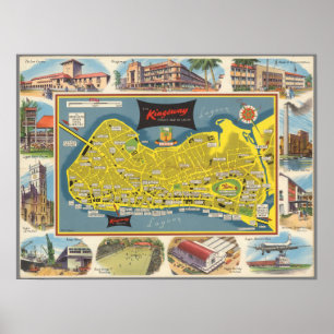 Vintage Map of Kingsway Lagoon Poster