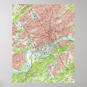 Vintage Map of Knoxville Tennessee (1966) Poster