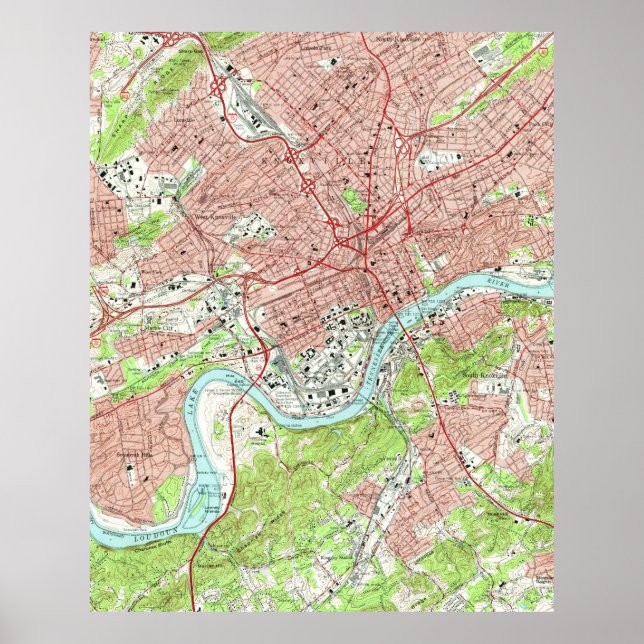 Vintage Map of Knoxville Tennessee (1966) Poster (Front)