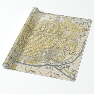 Vintage Map of Kyoto Japan (1696) Wrapping Paper