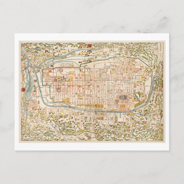 Vintage Map of Kyoto Postcard (Front)