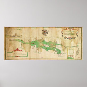 Vintage Map of Lake Champlain (1740) Poster