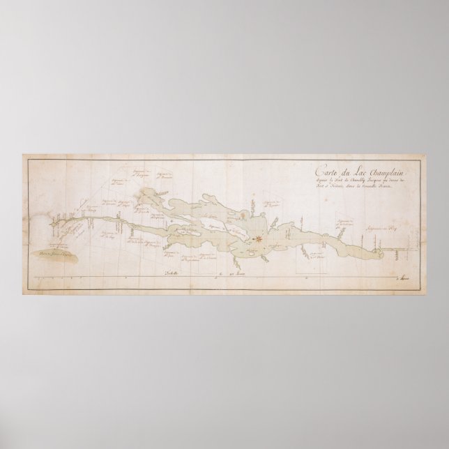 Vintage Map of Lake Champlain (1759) Poster (Front)