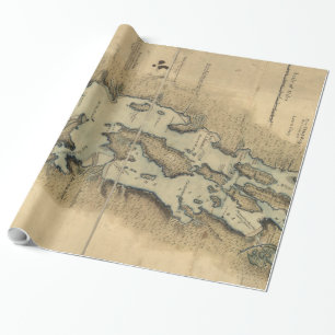 Vintage Map of Lake Champlain (1865) Wrapping Paper