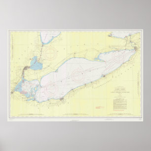 Vintage Map of Lake Erie (1955) Poster