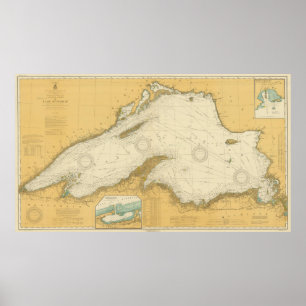 Vintage Map of Lake Superior (1832) Poster