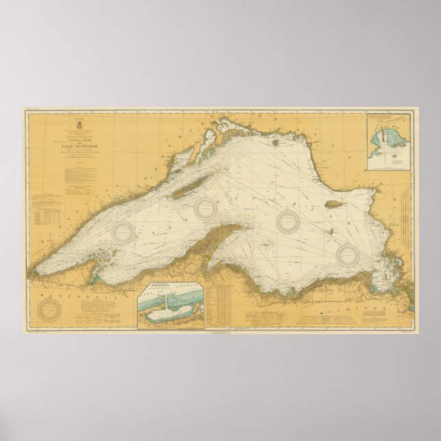 Vintage Map of Lake Superior (1832) Poster (Front)