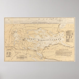 Vintage Map of Lake Winnipesaukee (1896) Poster