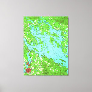 Vintage Map of Lake Winnipesaukee (1956) Canvas Print
