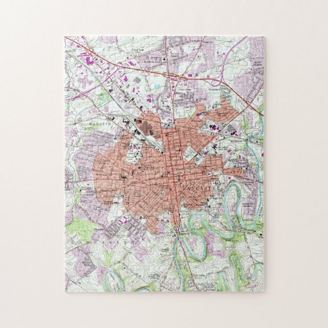 Vintage Map of Lancaster Pennsylvania (1956) 2 Jigsaw Puzzle (Vertical)