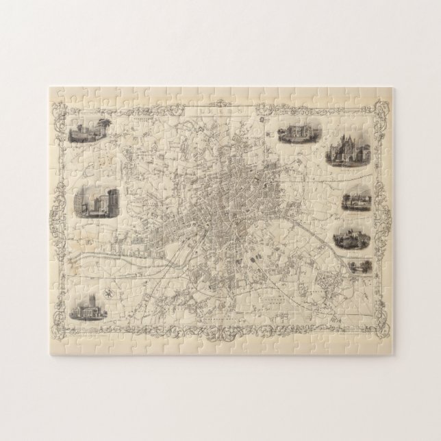 Vintage Map of Leeds England (1851) Jigsaw Puzzle (Horizontal)