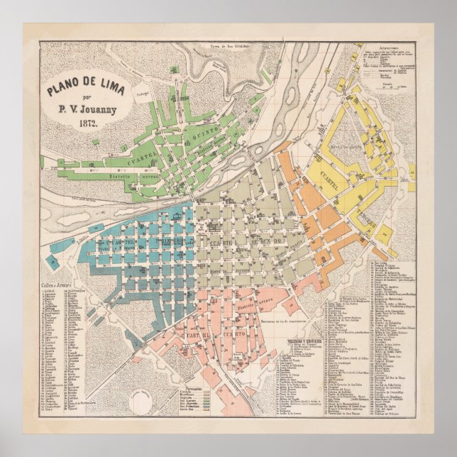 Vintage Map of Lima Peru (1872) Poster (Front)