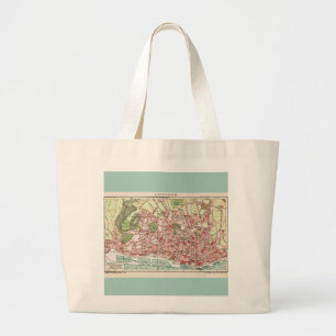 Vintage Map of Lisbon Portugal Large Tote Bag