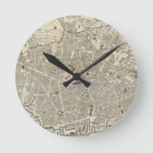 Vintage Map of Liverpool England (1836) Round Clock (Front)