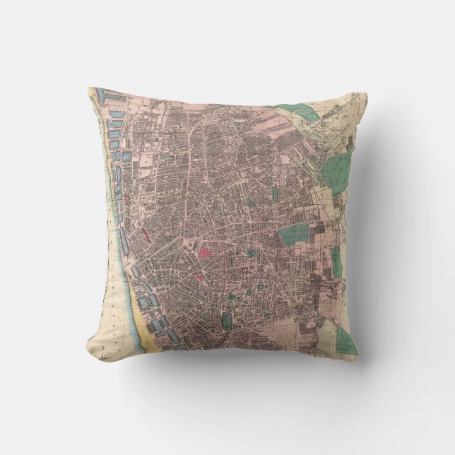Vintage Map of Liverpool England (1890) Cushion (Front)