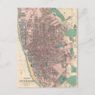 Vintage Map of Liverpool England (1890) Postcard