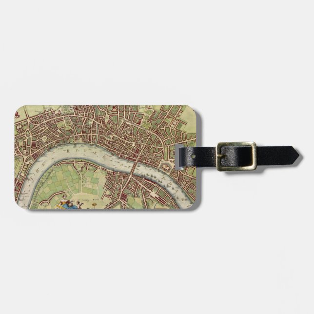 Vintage Map of London (17th Century) Luggage Tag (Front Horizontal)