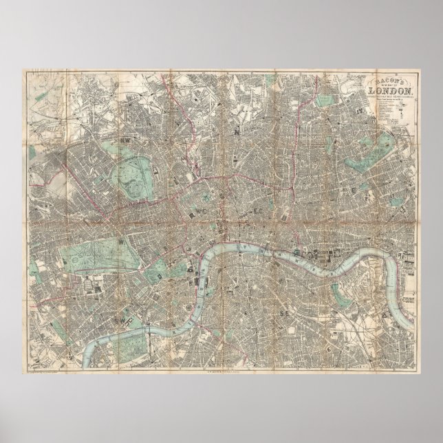 Vintage Map of London (1890) Poster (Front)