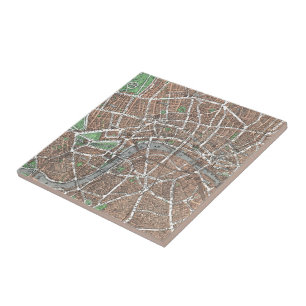 Vintage Map of London (1923) Tile