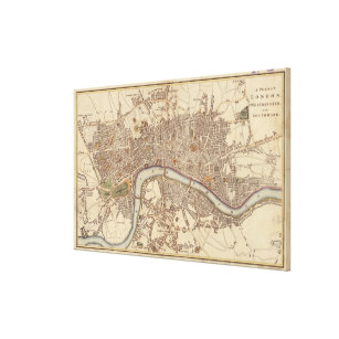 Vintage Map of London England (1807) Canvas Print