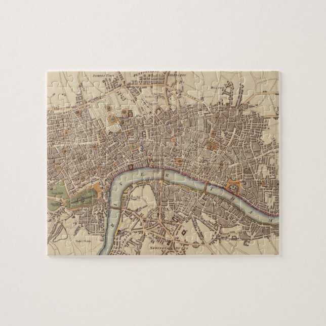 Vintage Map of London England (1807) Jigsaw Puzzle (Horizontal)