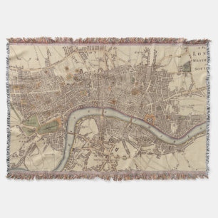 Vintage Map of London England (1807) Throw Blanket