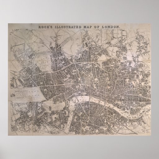 Vintage Map of London England (1845) Poster
