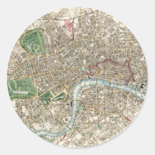 Vintage Map of London England (1853) Classic Round Sticker