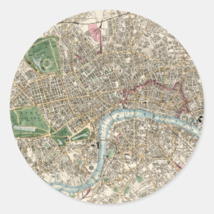 Vintage Map of London England (1853) Classic Round Sticker