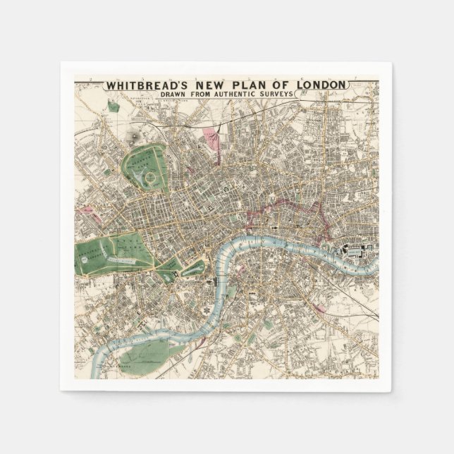Vintage Map of London England (1853) Napkin (Front)