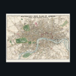Vintage Map of London England (1853) Postcard<br><div class="desc">Vintage Map of London England. Whitbread's new plan of London: drawn from authentic survey (1853) by J. Whitbread. Original from Library of Congress.</div>
