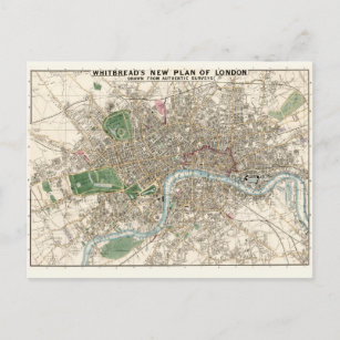 Vintage Map of London England (1853) Postcard