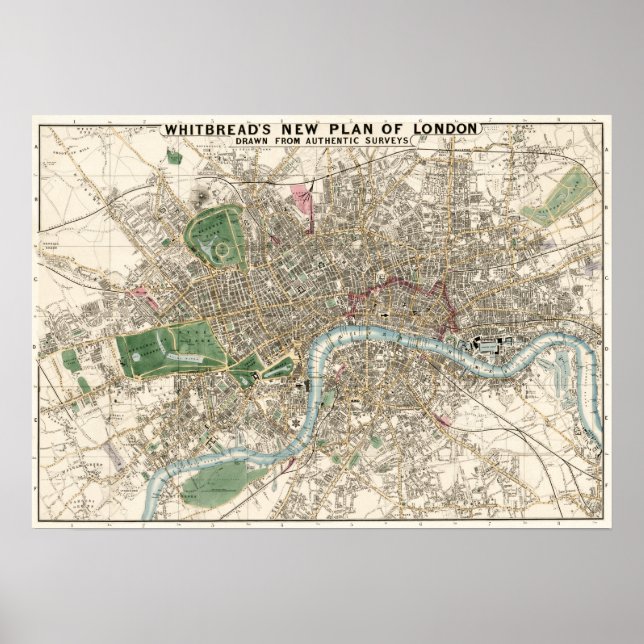 Vintage Map of London England (1853) Poster (Front)