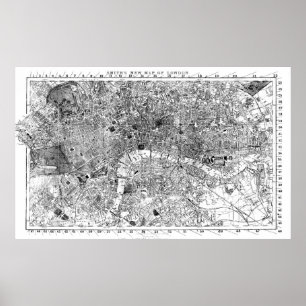 Vintage Map of London England (1860) BW Poster