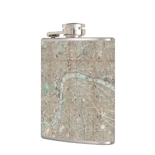 Vintage Map of London England (1862) Hip Flask