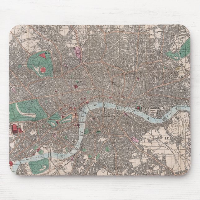 Vintage Map of London England (1862) Mouse Mat (Front)