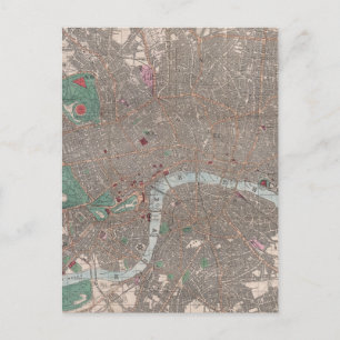 Vintage Map of London England (1862) Postcard