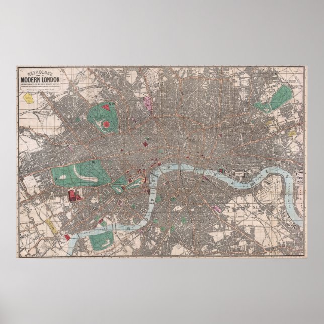 Vintage Map of London England (1862) Poster (Front)