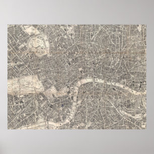 Vintage Map of London England (1899) 2 Poster