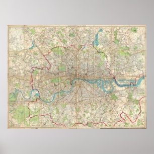 Vintage Map of London England (1899) Poster