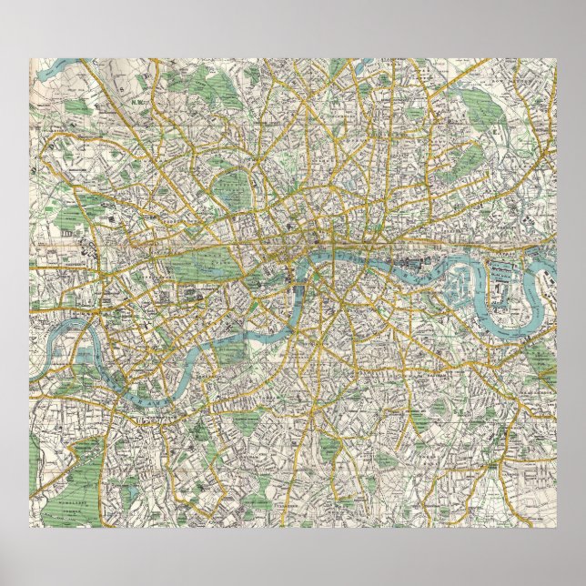 Vintage Map of London England (1900) Poster (Front)