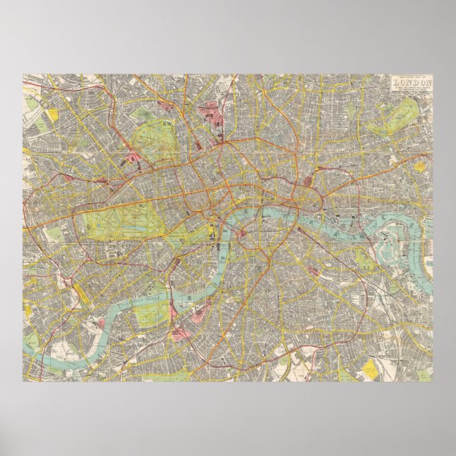 Vintage Map of London England (1910) Poster (Front)