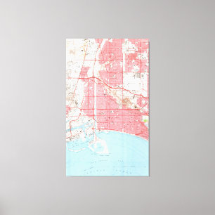 Vintage Map of Long Beach California (1964) 2 Canvas Print