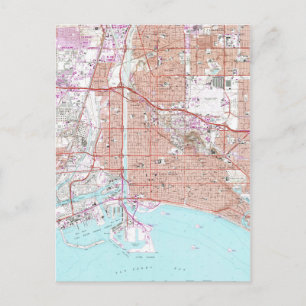 Vintage Map of Long Beach California (1964) Postcard