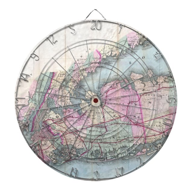 Vintage Map of Long Island (1880) Dartboard (Front)