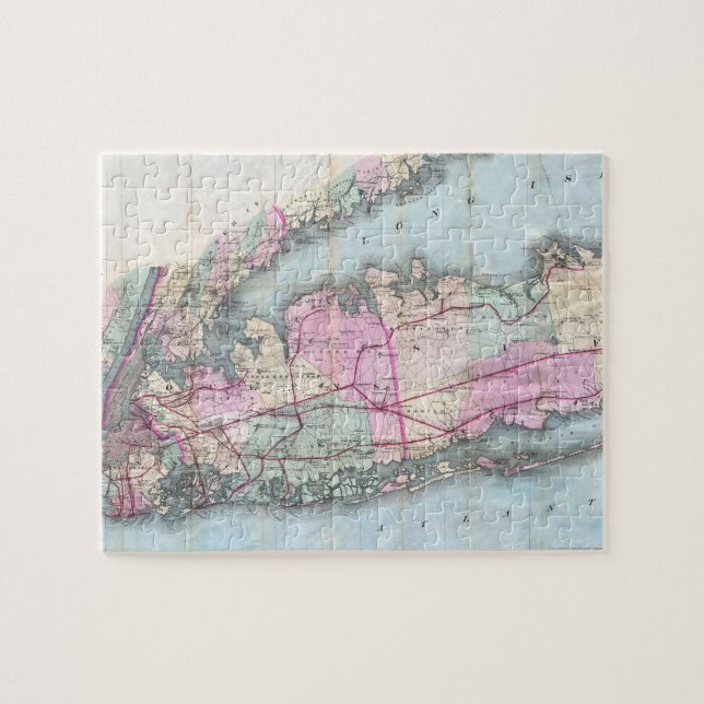 Vintage Map of Long Island (1880) Jigsaw Puzzle (Horizontal)