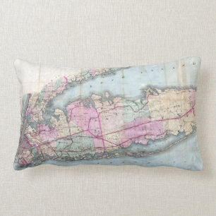 Vintage Map of Long Island (1880) Lumbar Cushion