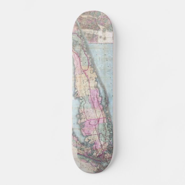 Vintage Map of Long Island (1880) Skateboard (Front)