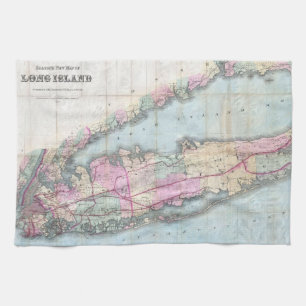 Vintage Map of Long Island (1880) Tea Towel